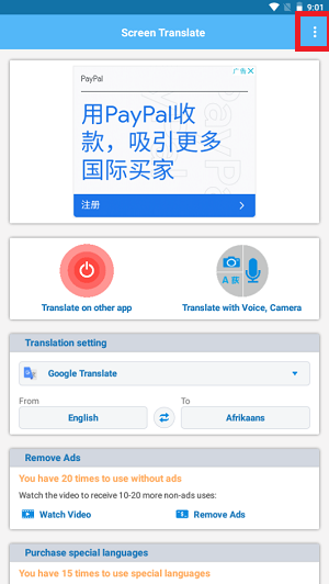 screen translateapp